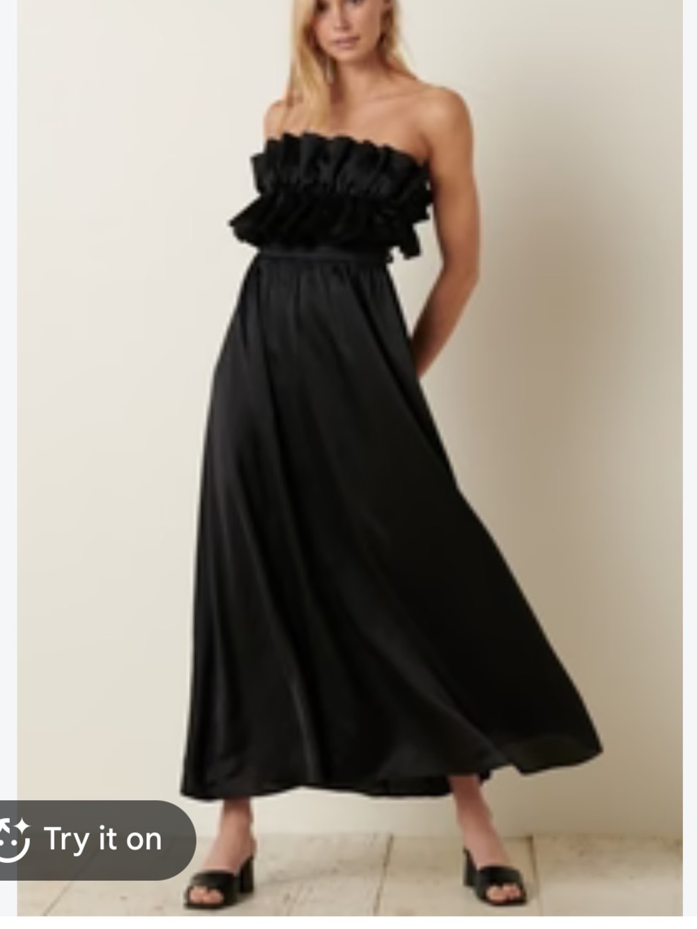 Tahulah womans Strapless Ruffle Bodice Maxi Dress - Black size M